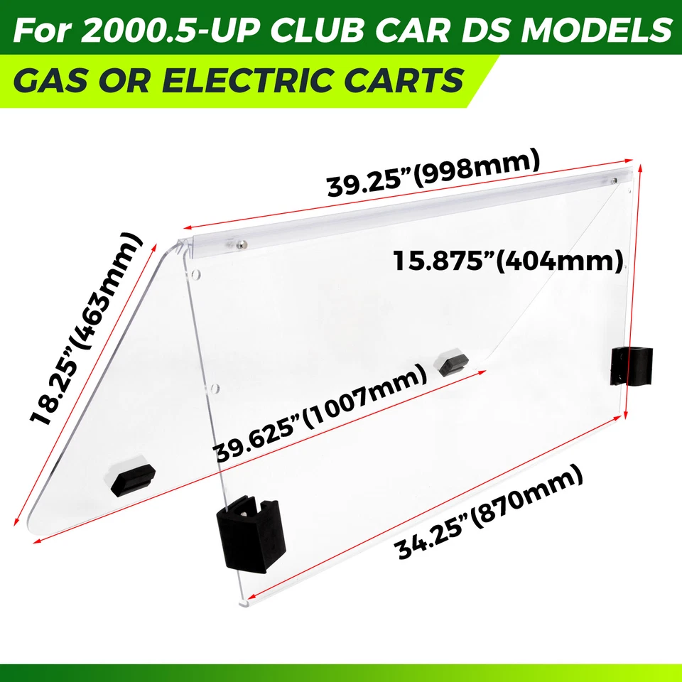 For Club Car DS Clear Windshield 2000.5 -UP New Golf Cart Folding Polycarbonate Foto 3 de 4