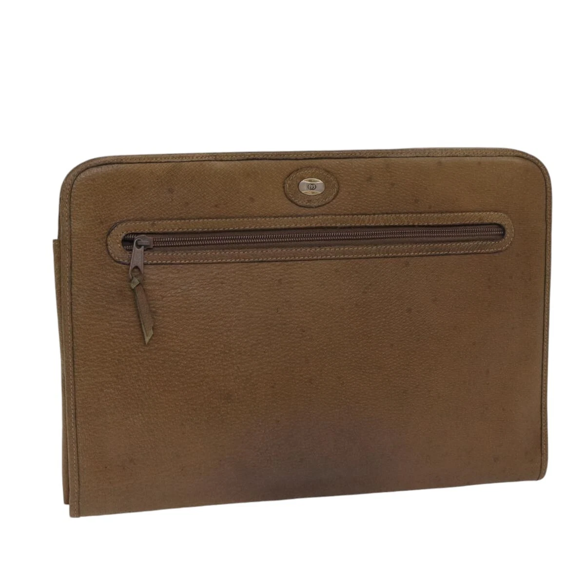 Gucci Document Bag Pochette en Cuir Marron Authentique