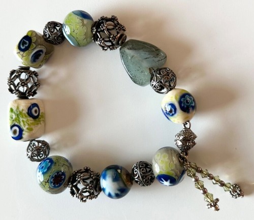Beautiful Lampwork Bead and Sterling Silver Bracelet