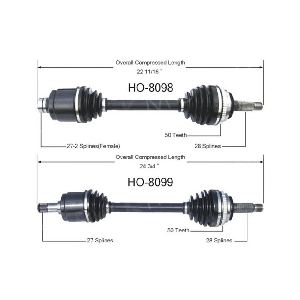 Par de eje delantero OE CV TrakMotive 2 piezas para Honda Prelude MT 1992-1996 Foto 2 de 4