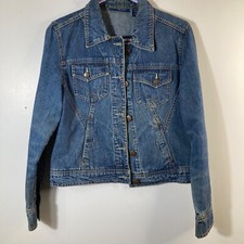 Womens Vintage Bill Blass Jeans Denim Trucker Jacket Blue M Cotton