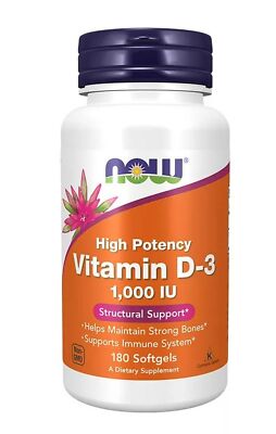 Now Foods Vitamin D-3 1000 IU   180 Softgels (18,17 EUR/100 g)