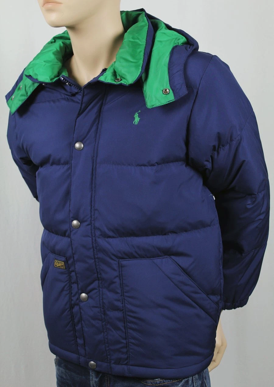 POLO RALPH LAUREN NAVY BLUE DOWN PUFFER COAT SKI NWT $175