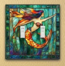 Mermaid Light Switch Plate rocker cover outlet blank housewarming gift