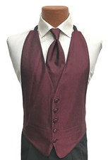 Boys Burgundy Red Tuxedo Vest Tie Open Back Herringbone Wedding Ring Bearer