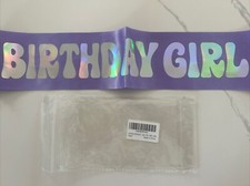 Birthday Girl' Sash with Silver Iridescence Foil - Soft Satin Lilac Purple Sash