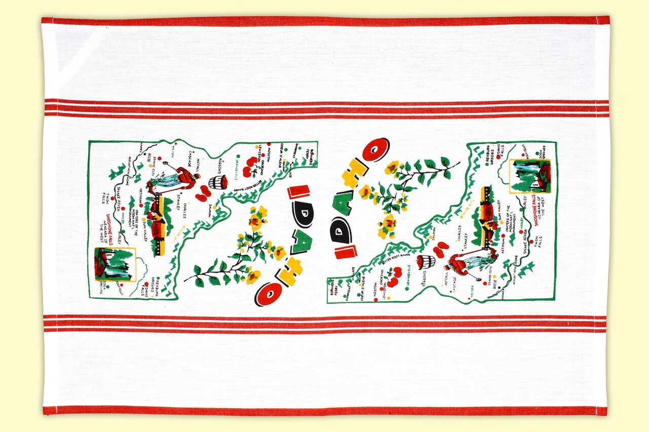 Red and White Kitchen Idaho State Souvenir Towel Flour Sack Towel 100% Cotton