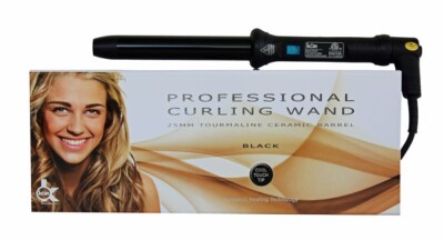 HSK #24 25MM BLACK TOURMALINE CERAMIC BARREL HAIR CURLER WITH PURE TOURMALINE