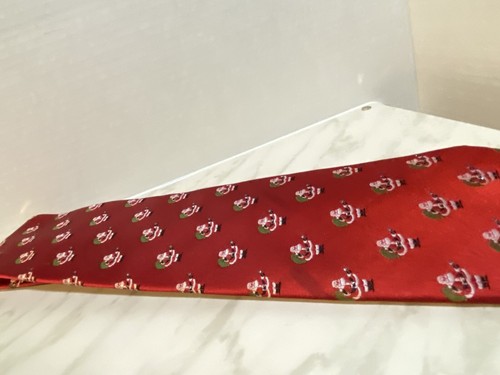 American Traditions Silk Neck Tie Christmas Holiday Santa Winter Red - Picture 3 of 4