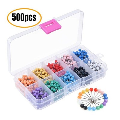 500 Pin Wand Nadeln bunt gemischt für Pinwand Push Pins farbig
