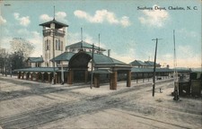 Charlotte, North Carolina NC Southern Depot Railroad Antique Vintage Postcard