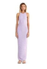 Revolve Rumer Women Lilac Purple Ribbed Halter Maxi Dress Medium Stretch Jersey