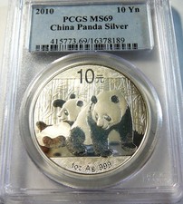 2010 China 10 YUAN Panda PCGS MS 69 Silver Coin
