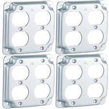 4 Pcs Metal Receptacle Electrical Box Cover, Square Rectangle Exposed Outlet ...