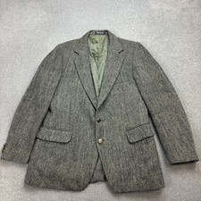 Harris Tweed Jacket Adult 40R Grey Hunting Country Weave Outdoors Blazer Men