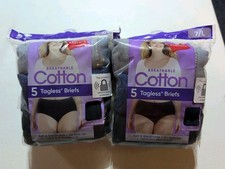 Hanes 10 Pack Cotton Tagless Briefs Underwear Panties Size 7 Large Solid Colors