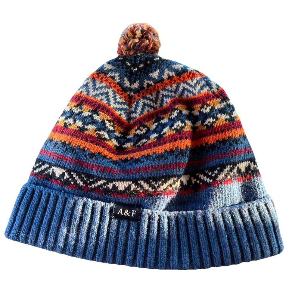 Abercrombie & Fitch Winter Hat Cap Blue One Size Multicolored Warm Beanie NWT - Image 3 of 4