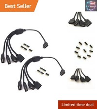 2 pcs Black 4 Pins LED Splitter Cable LED Strip Connector 4 Way Splitter Y Sp...