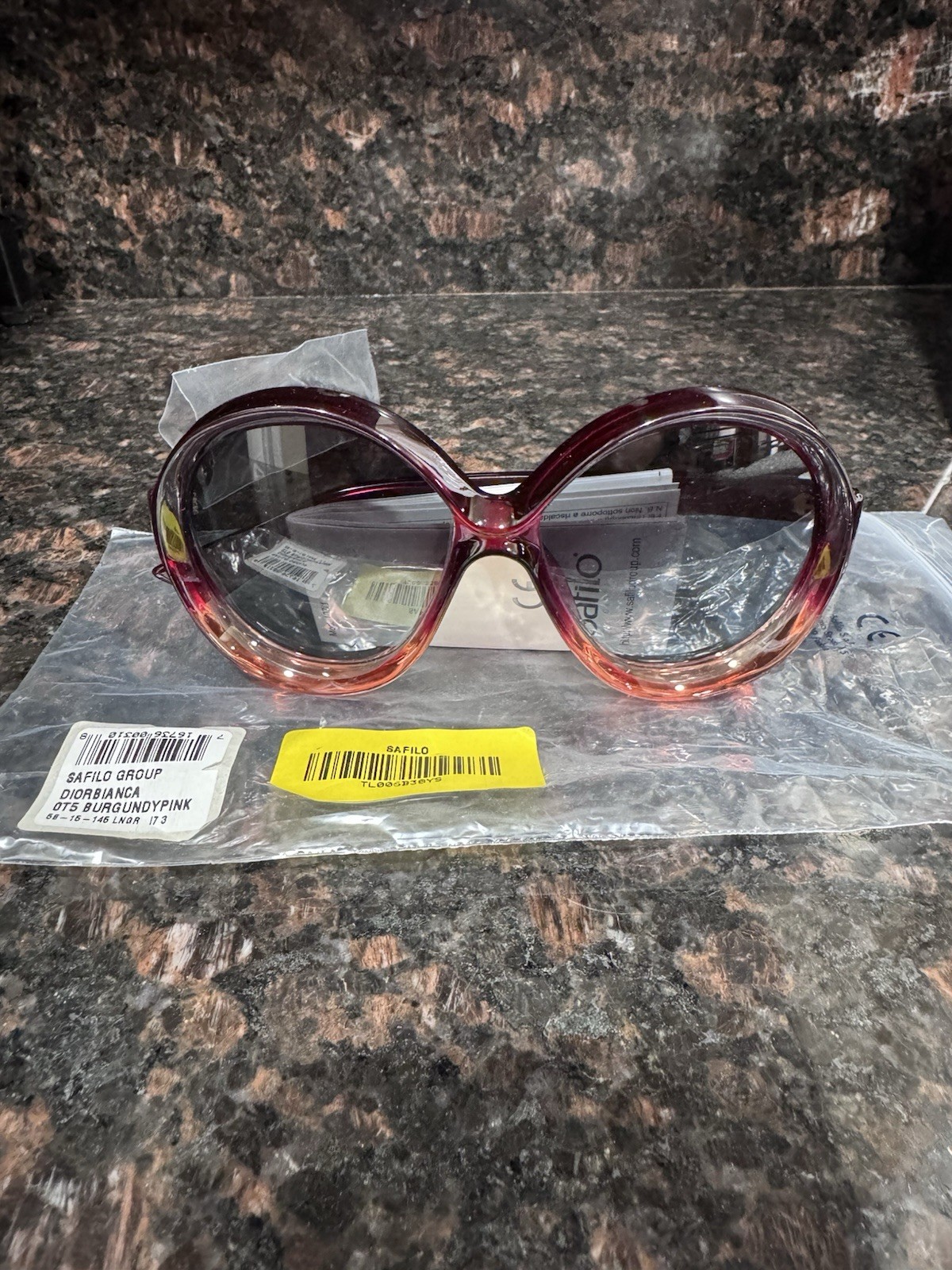 Dior Bianca Round Oversized Sunglasses Burgundy Pink Gray UV400 Authentic thumbnail 4