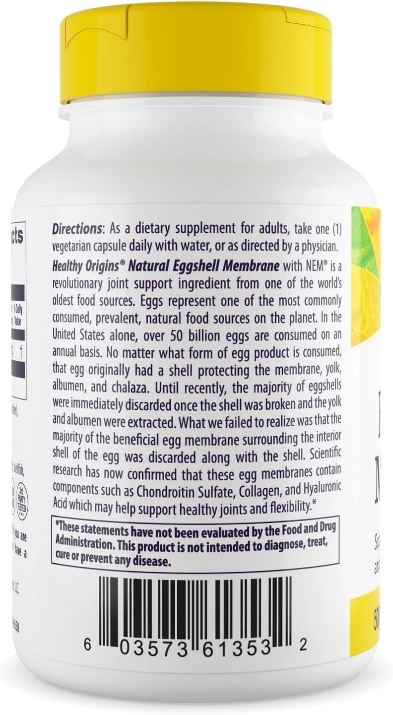 Eggshell Membrane 500 mg Joint Flexibility Support - Non-GMO, 60 Veggie Capsules