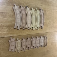 14 Thomas the Train Wooden 6 1/2" And 3  Curved Pieces Wood Railway Track 