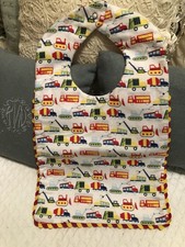 New Handmade Baby Boy's Soft Flannel 10"x16" Multi-Colored Truck Bib