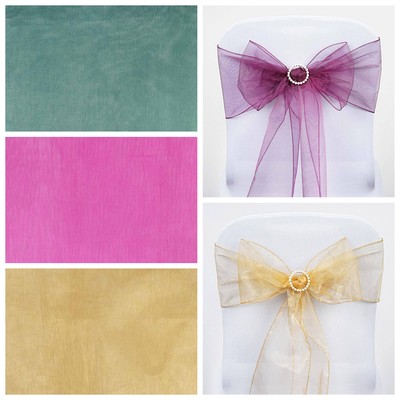 50 Sheer Organza CHAIR SASHES Bows Ties WEDDING Decorations Wholesale SALE