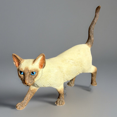 Vintage Leonardo Collection SIAMESE CAT Resin Figurine Blue Eyes 6'' x 5.5''
