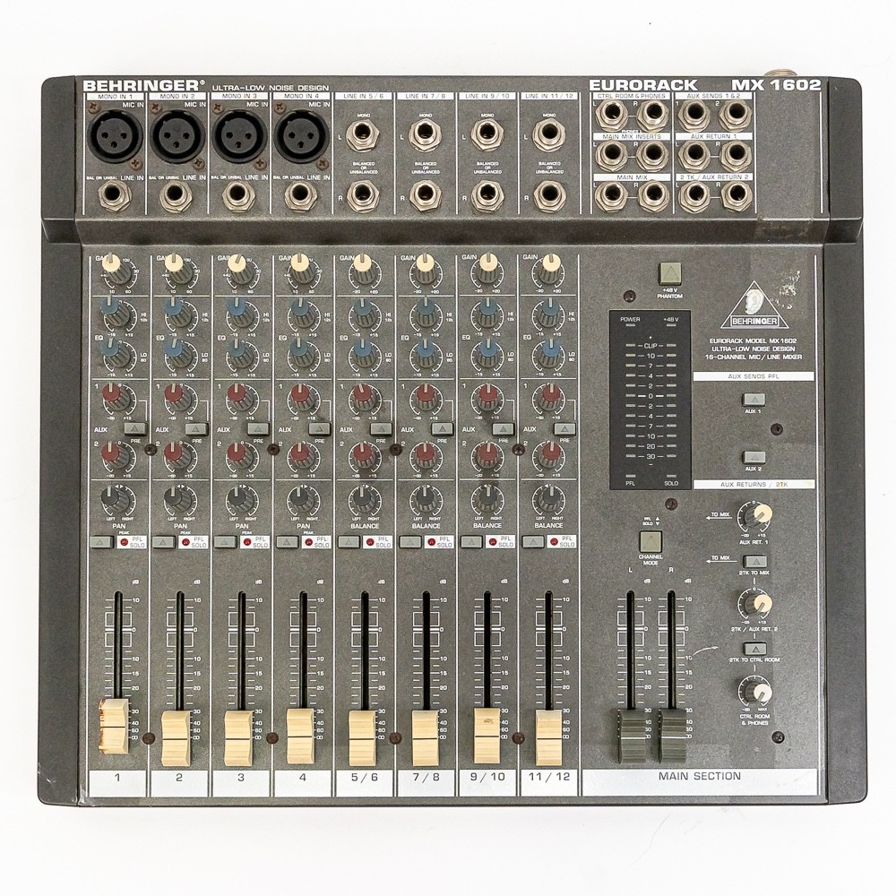 Behringer MX1602 16-Input 2-Bus Analog Mixer w/ Power Supply Line
