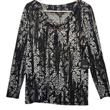 Simply Vera Wang Black Gray Cowl Neck Tunic Size Medium Whimsygoth Dark Feminine
