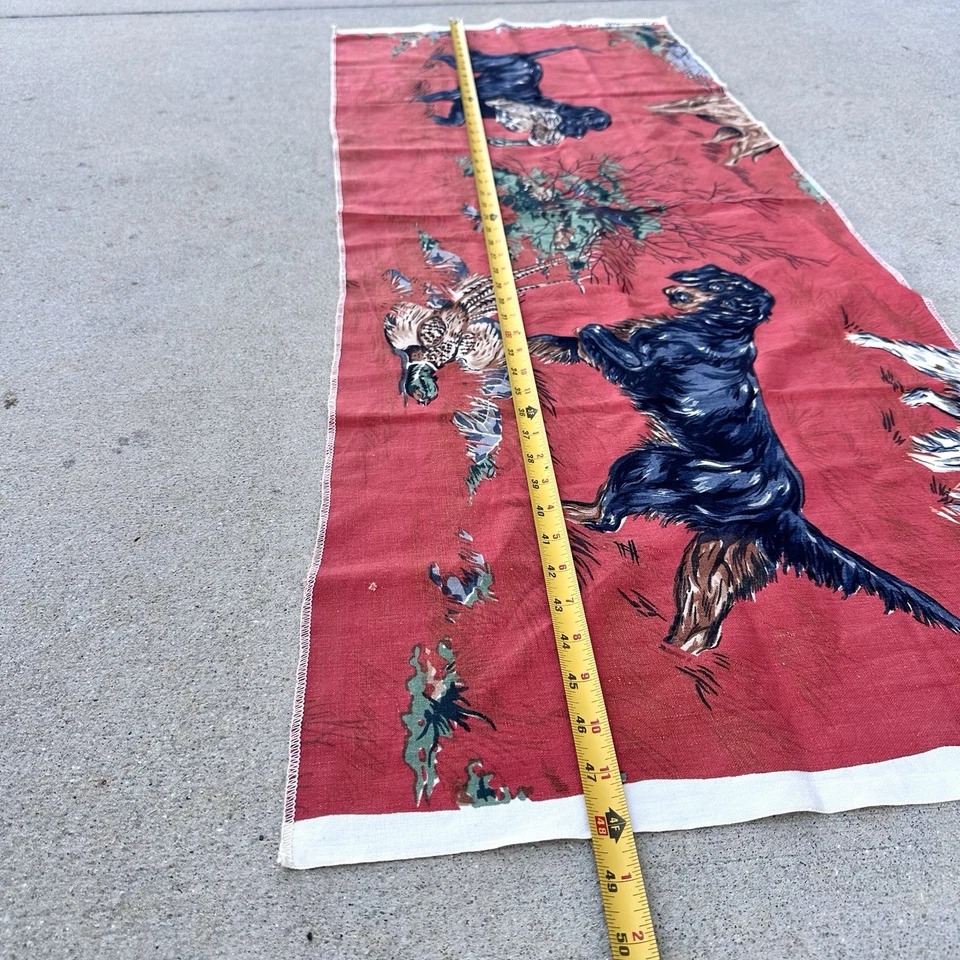 Vintage Schumacher Hand Print Fabric Hunting Dogs Retrievers 48x19 Rare - Image 3 of 4