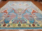 Turkish Oushak Rug, Modern Multicolored Handmade Bohemian Rug 10.2x14 Ft
