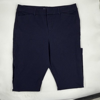 Old Navy Pixie Pants Womens 14 Blue Black Houndstooth High Rise Stretch Office