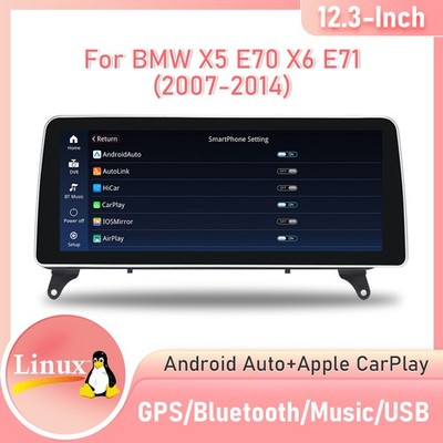 Für BMW X5 E70 X6 E71 CCC CIC 12.3'' Apple Carplay Autoradio Idrive GPS Nav RHD