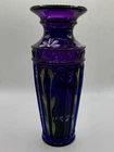 Vintage Fenton Royal Purple Hand Painted Yenowine Vase QVC Exclusive 2000