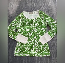 Athleta Rash Guard Swim Shirt Medium Womens Green Palm Leaf Print