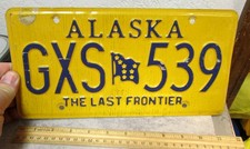 Alaska License Plate Gold Style, the last frontier, Alaska Flag GXS 539 ex 2020