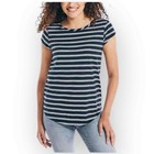 Nautica Womens Slub Tee, Blue Stripes, Size XS