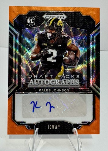 Kaleb Johnson 2025 Panini Prizm Draft Picks Autographs Orange Wave /75 Iowa RC