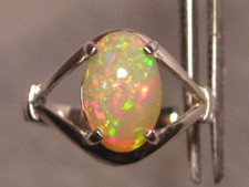 Multi Colored Opal Ring - Solid Welo Opal - .925 Silver - SIZE 5.25 US