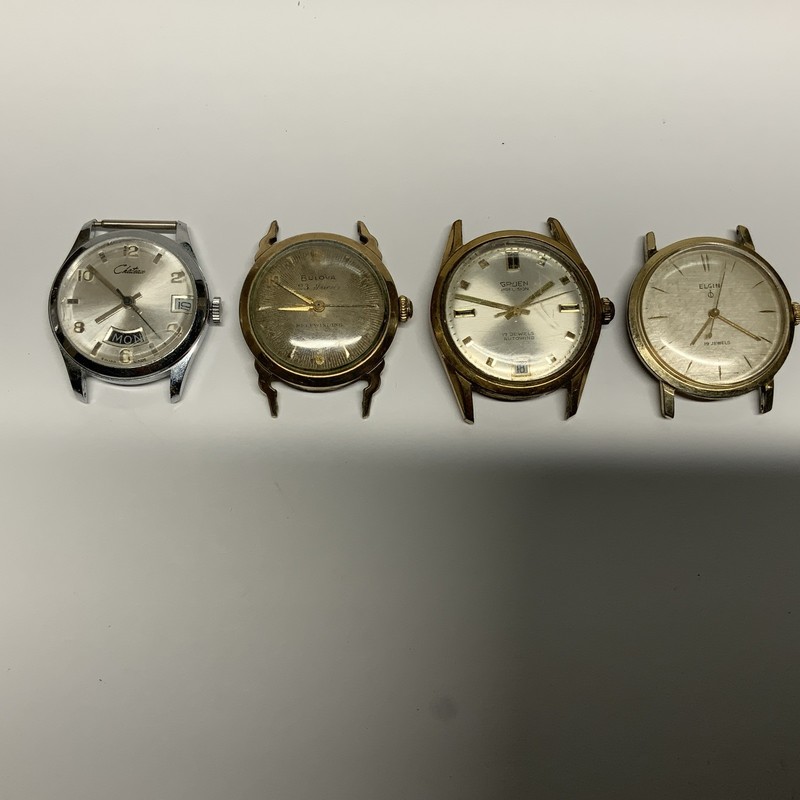 Bulova Vintage Lot of 4 Wristwatch Heads/Cases Bulova Gruen Elgin Chateau