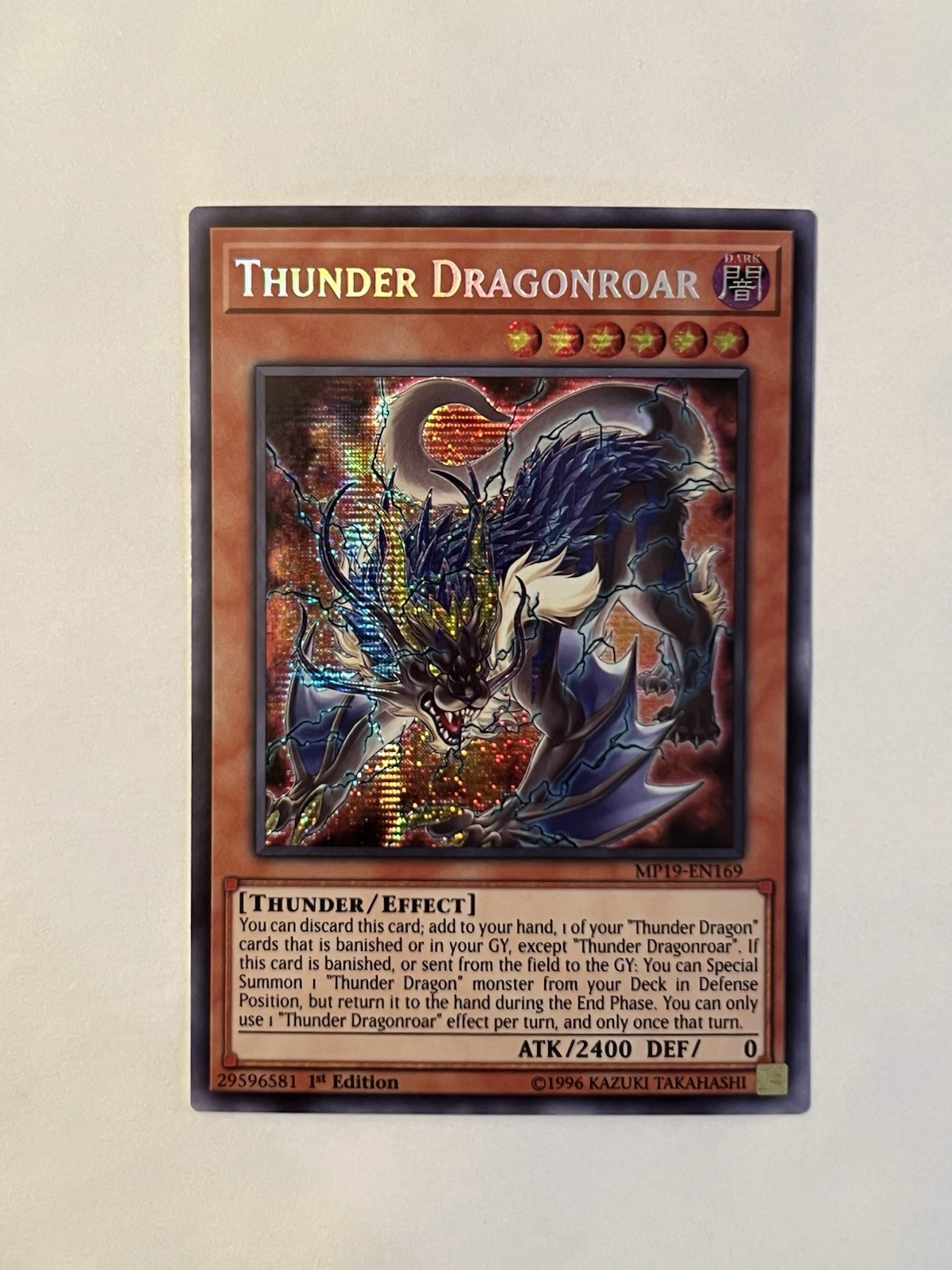 Thunder Dragonroar MP19-EN169 YuGiOh 2019 Gold Sarcophagus Tin Mega Pack trading card — raw and PSA graded price guide