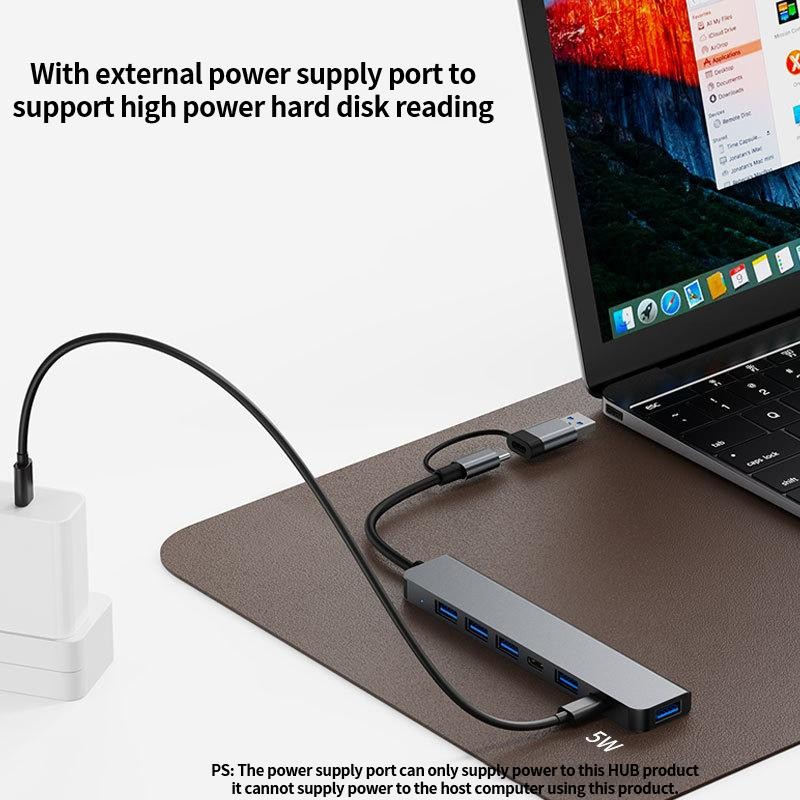 USB C Hub USB Hub 3.0, Aluminum 7 in 1 USB Extender, USB Splitter with USB 3.0,