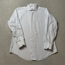 Brooks Brothers Shirt Mens 16 4/5 Blue Cotton 346 Slim Fit Non-Iron Preppy Adult
