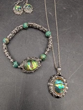 Canyon Sky Southwest Inspiration Abalone Look Set Necklace Earrings And Bracelet