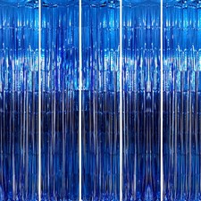 3.2 ft x 9.8 ft Metallic Tinsel Foil Fringe Curtains Party Photo Backdrop Par...
