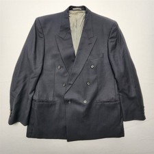 Vtg USA MADE Givenchy 44R Gray Striped Wool Tweed Double Breasted Boxy Blazer