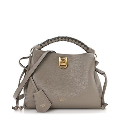 Mulberry Small Iris Shoulder Bag Leather Gray Women Used Authentic