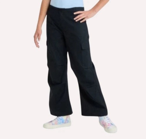 Art Class Black Wide Leg Cargo Pants, Adjustable Waist Girls Pants 10/12 Large