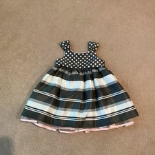 BONNIE BABY SPECIAL OCCASION DRESS, 12 MONTH, POLKA DOTS AND STRIPES, NET SLIP